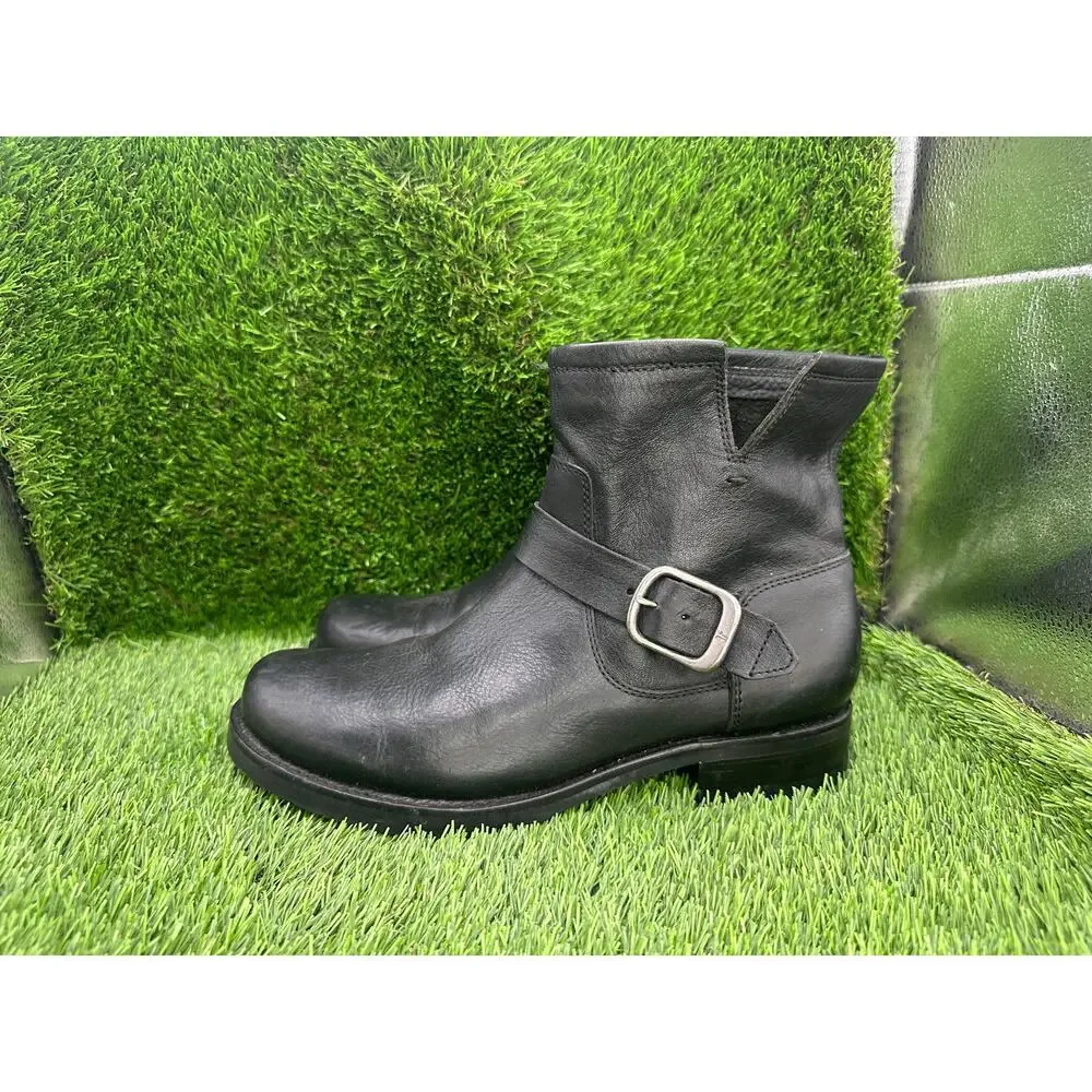VTG Frye Veronica 3470543-BLK Ankle Bootie Boot Women's 8.5B Black Leather Moto